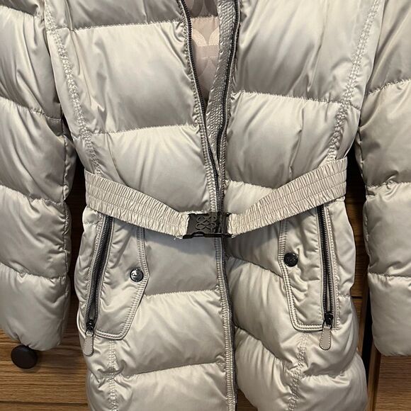 Women's Coach Beige Fur-Trimmed Puffer Jacket - Picture 4 of 11